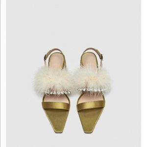 Zara heels with feather details